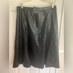 NWT Marc Andrew NY Skirt: Black Faux Leather, Pull-On, Stretchy Waist 18-20” XL